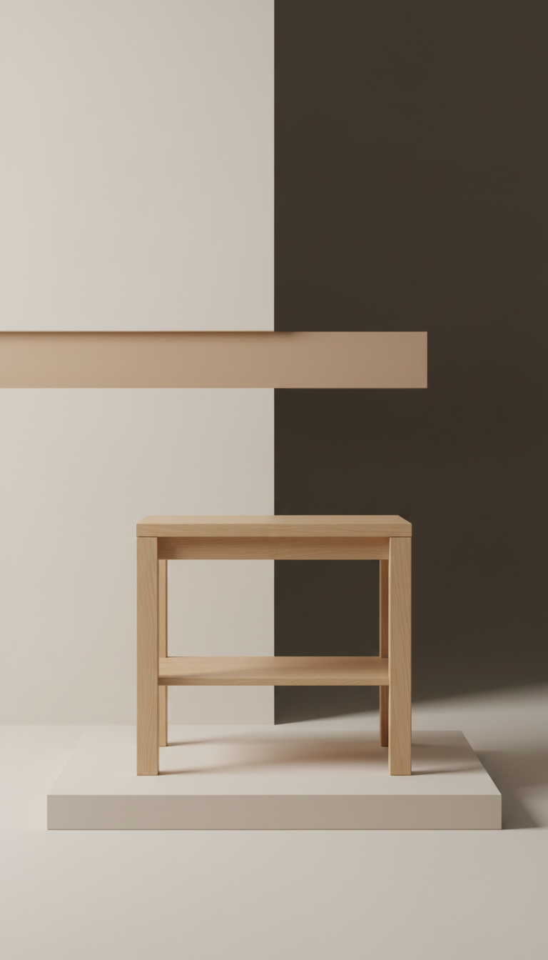 Minimalist Oak Side Table Wide Base