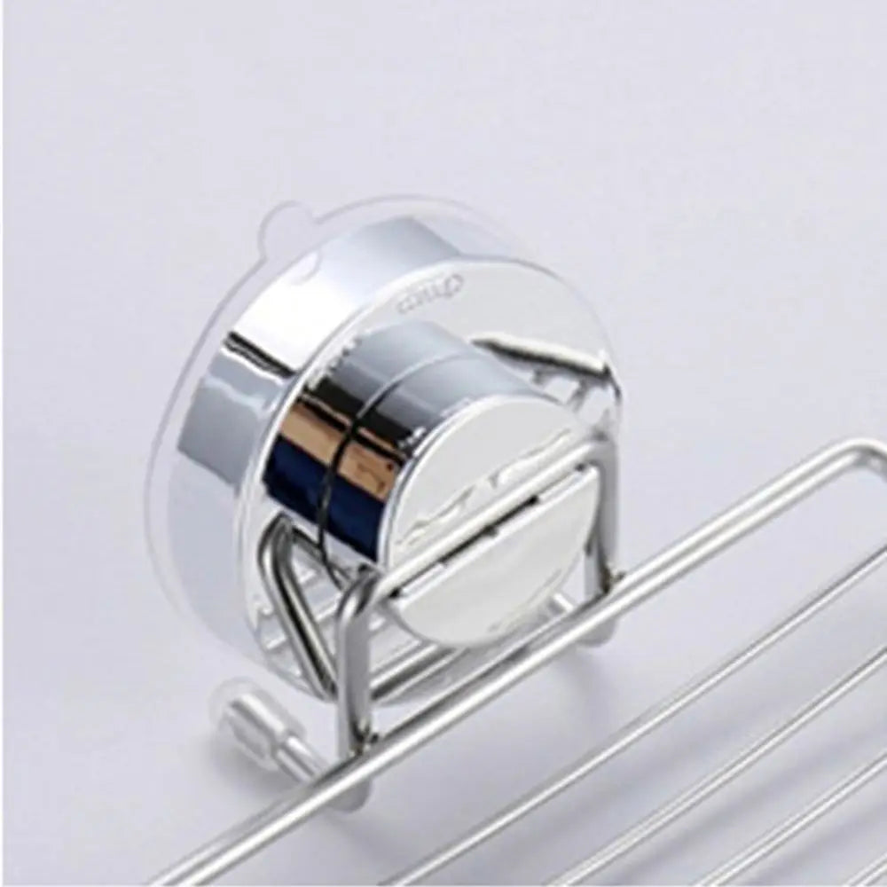 Wall Mounted Vacuum Suction Cup Soap Dish No-Drilling Self Draining Bathroom Sponge Holder Stainless steel Heavy Duty Soap Tray