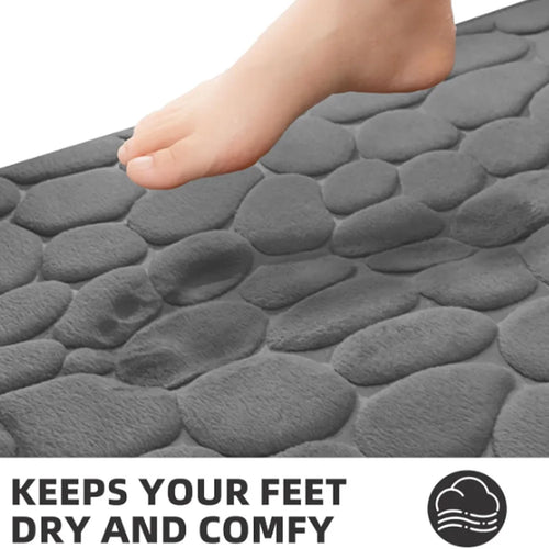 3D Non Slip Bathroom Mat Bath Mats Absorbent Doormat Carpet Cobblestone Embossed Door Floor Mats Machine Washable Quick Drying