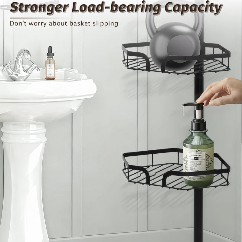 4-Tier Adjustable Telescopic Shower Rack, No Drill Caddy Corner Shower Shelf Bathroom Corner Storage, Space-Saving Organizer Bathroom